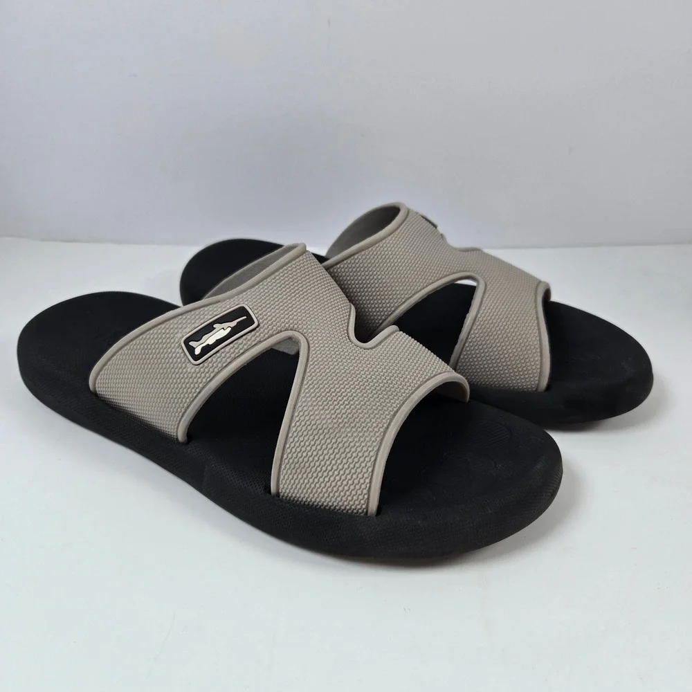 Madeinyaoli Slide Sandals Mens EU 43 Black Gray Swordfish Logo Casual Beach Pool